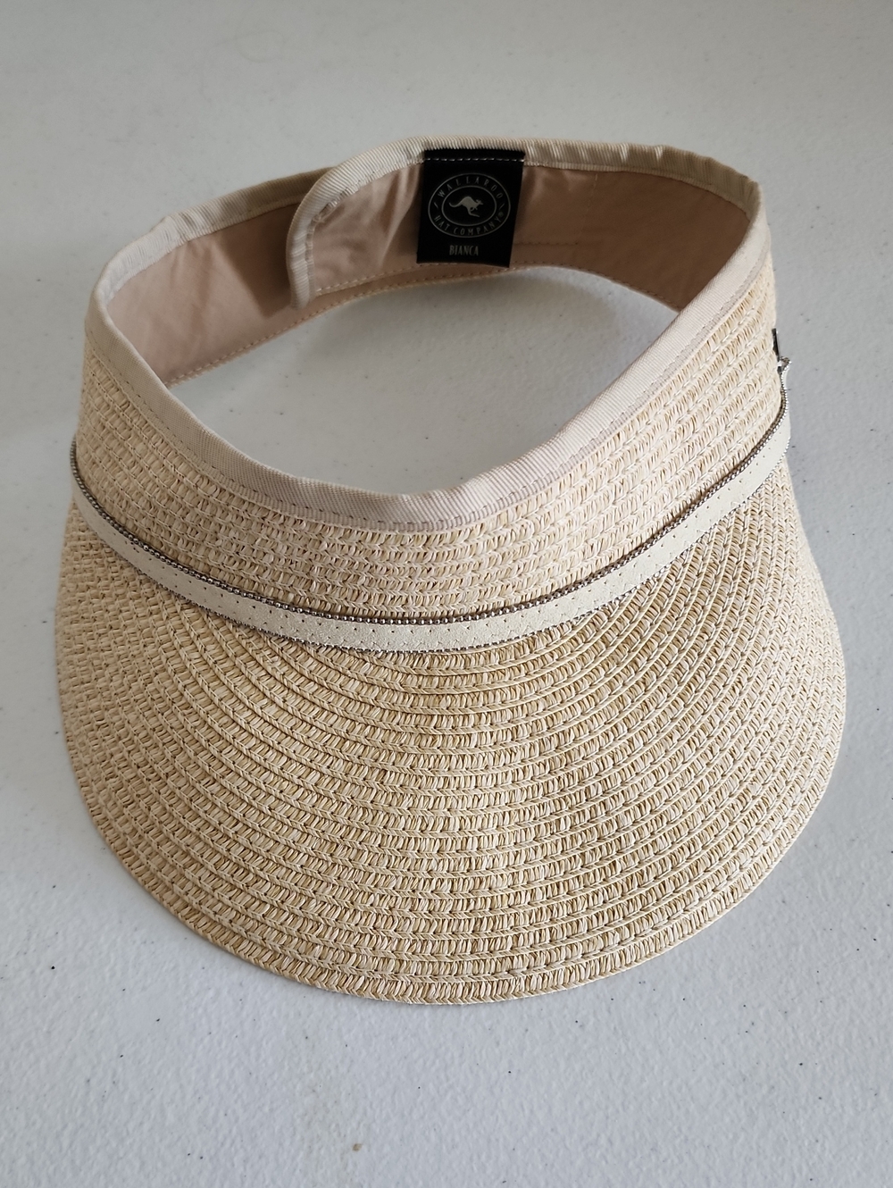 Straw Visor with Contrasting Trim - Cream
